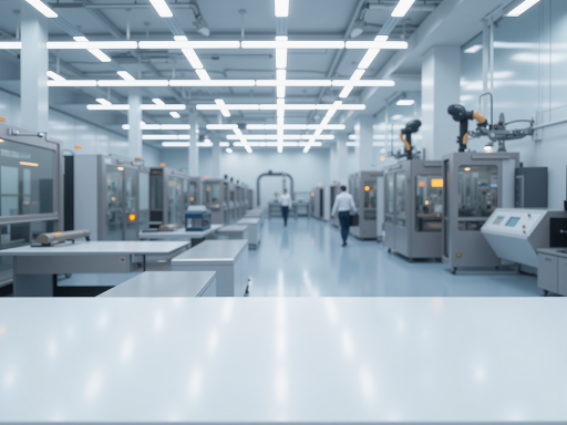 Modern battery production workshop with multiple automated equipment running, workers wearing work clothes operating machines, bright industrial lighting